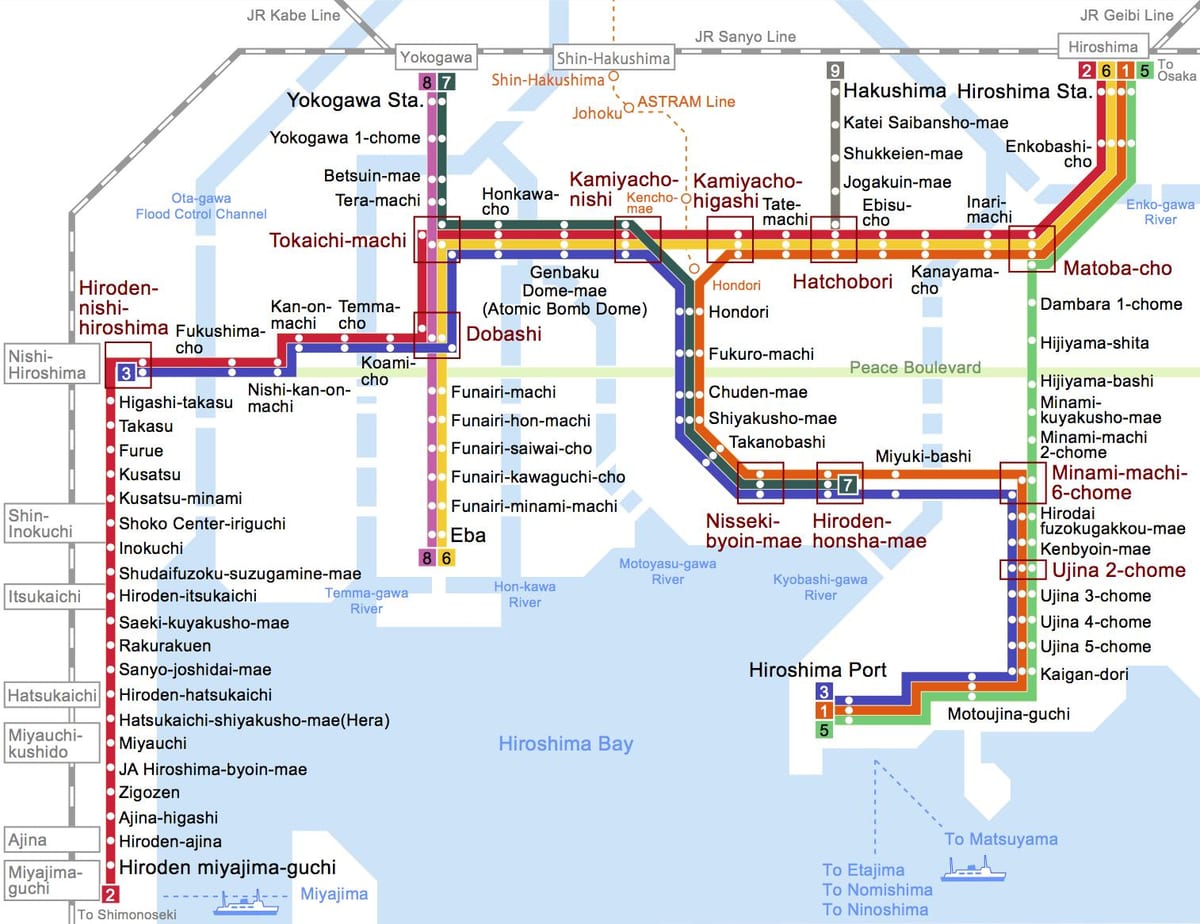 Mapa de hiroshima ônibus